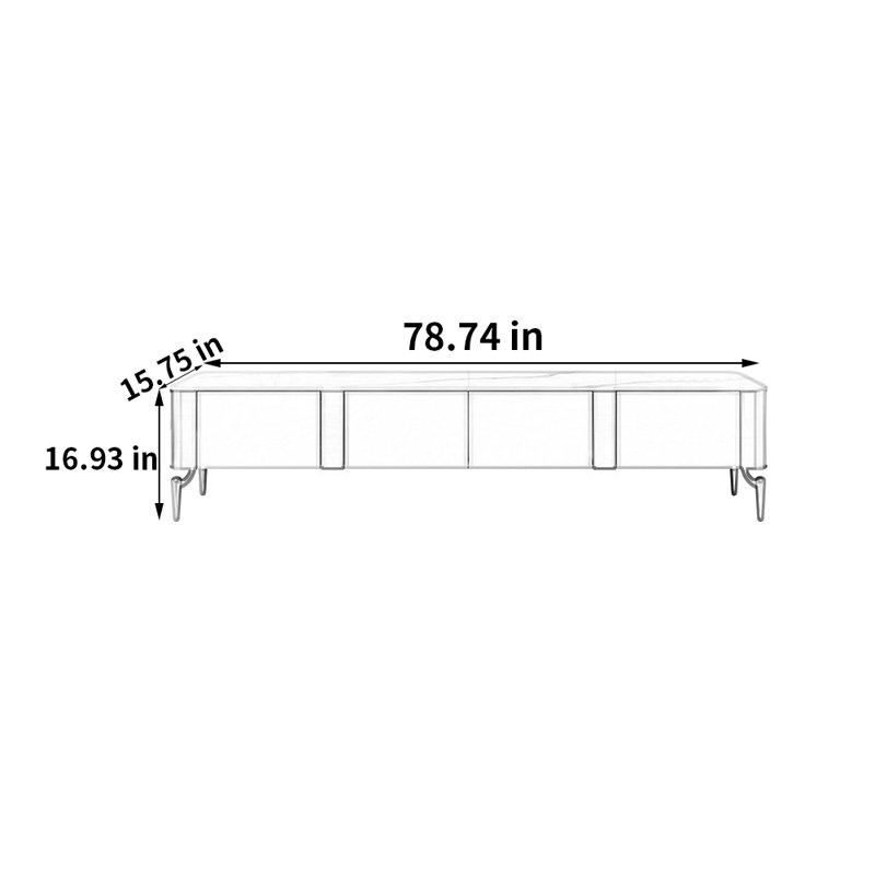 Meuble télé moderne avec meuble télé Rock, H 16,93 po x L 78,74 po x l 15,75 po