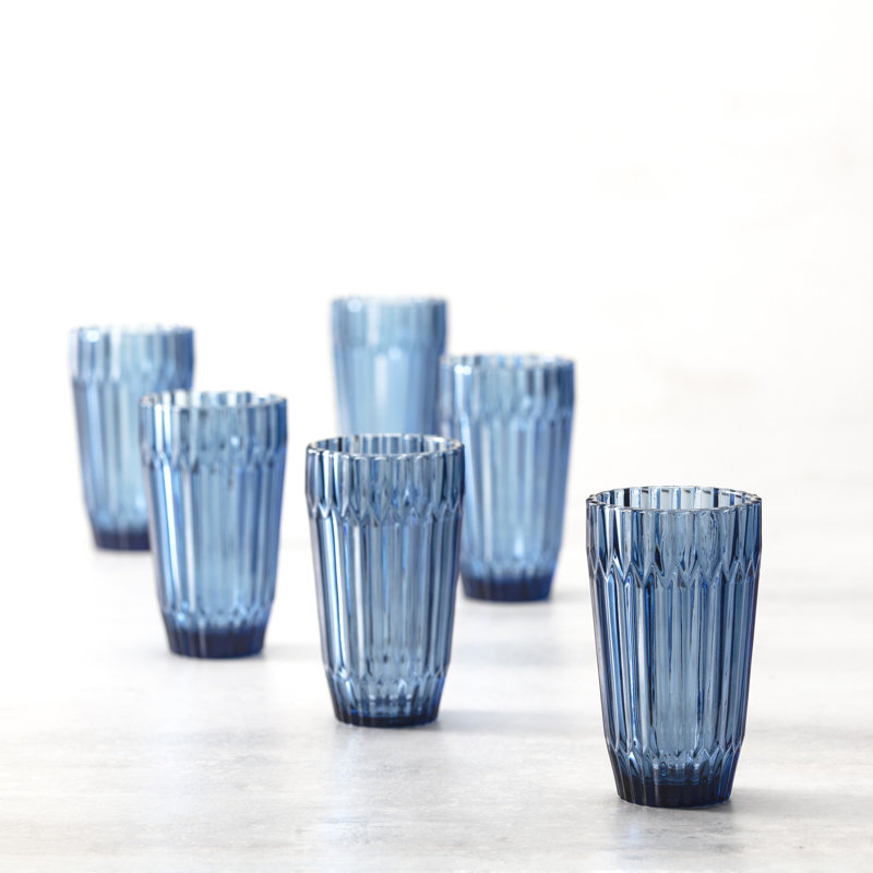 Fortessa Archie Glass, 14.8 Ounce Iced Beverage Glass (Set of 6), Cornflower Blue, Cornflower Blue