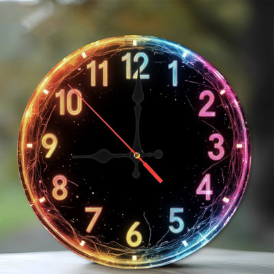 Glowing Rainbow Clock Numbers