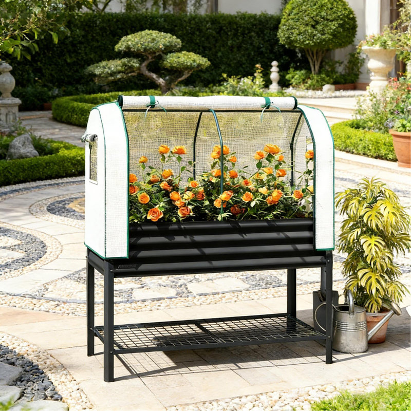 Outdoor Plant Boxs,Raised Garden Bed,Spacious Flower Boxs, Black