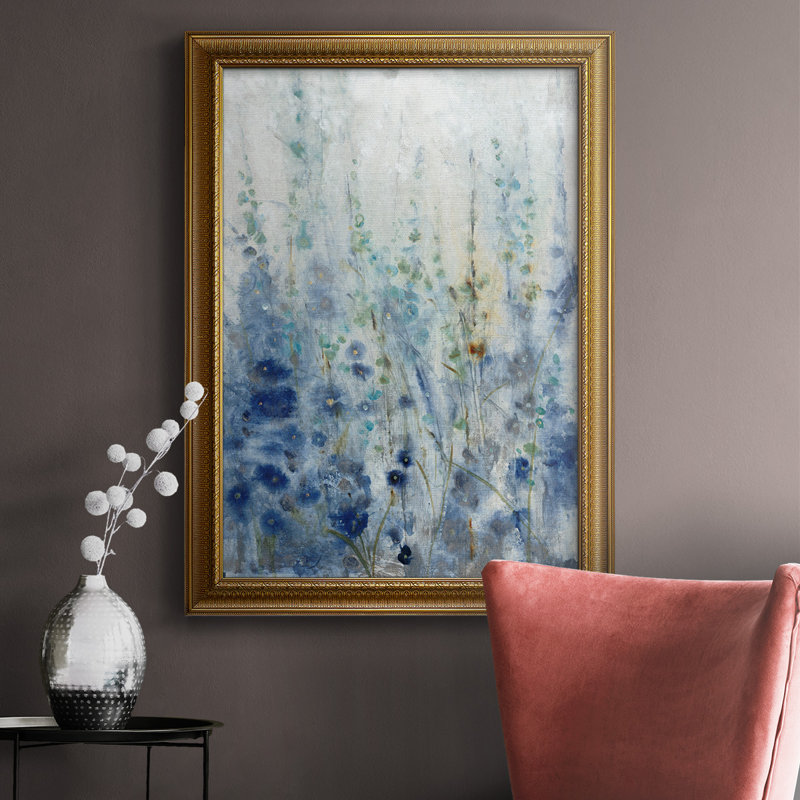 Toile encadrée de qualité supérieure «Misty Blooms II» - prête à être accrochée, H 27 po x l 18 po x P 2,5 po