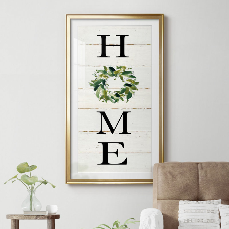 Home - Reproduction d'art textuel avec cadre photo, H 14,5 po x l 26,5 po x P 1,5 po, Papier encadré doré
