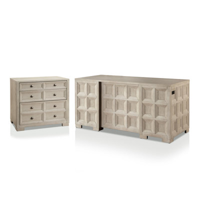Ensemble de bureau 2 pièces avec bureau de direction et armoire de rangement Drevonte