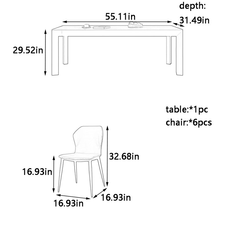 Olmo, H 29,52 po x L 55,11 po x l 31,49 po