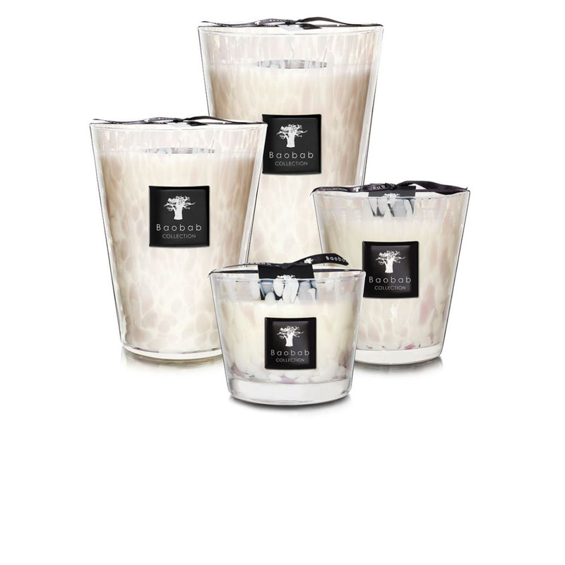 Pearls White Candle, 13.8" H x 9.36" W x 9.36" D