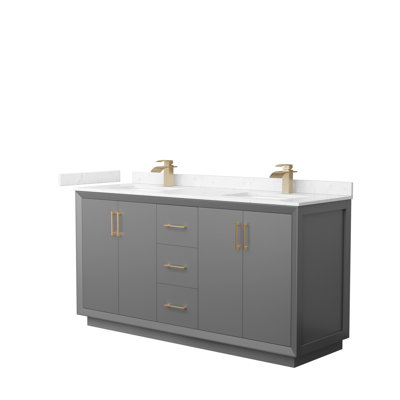 66'' Double Bathroom Vanity with Cultured Marble Top