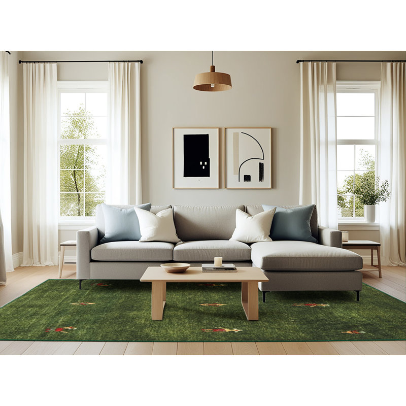 Tapis vert contemporain Naema, Rectangle 6 pi x 9 pi