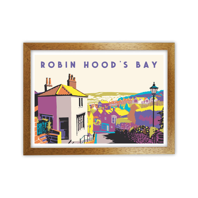 Robin Hood's Bay 2 by Richard O'Neill - Print, Brown Framed, 64cm H x 88cm W x 3cm D
