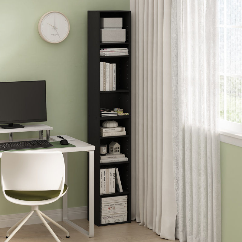 Fulda  Space Saving Storage Shelf Bookcase, Width, , Black, (8 Shelves) 70.9"H x 5.9"W x 9.3"D
