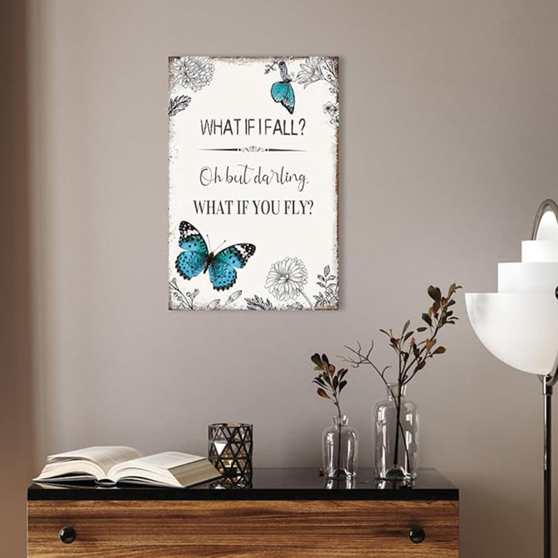 What if I Fall Inspirational Quote Canvas Wall Art