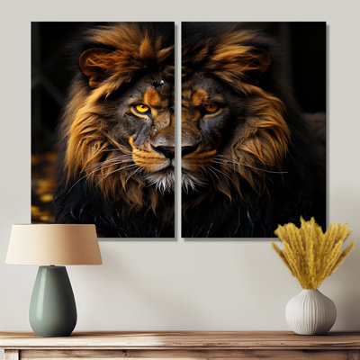 Midnight Golden Lion - Brown Canvas Prints