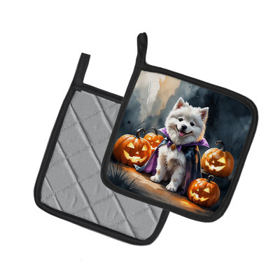Samoyed Puppy Halloween Pair of Pot Holders