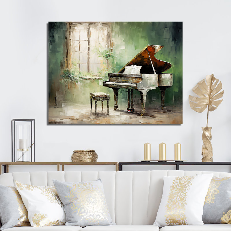 «Green Piano Impressionist», art mural sur toile, H 12 po x l 20 po x P 1 po, Toile tendue