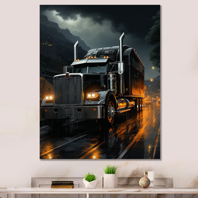 Midnight cruiser semi camion III - camion, reproduction d'art sur toile