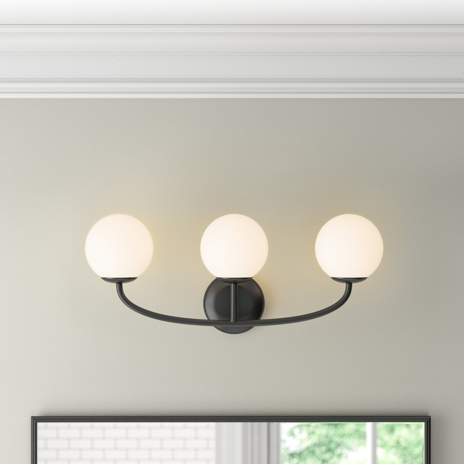 Alain 3 Light Frosted Dimmable Vanity Light, Midnight Black
