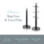 SWAN Elegance Towel Pole and 6 Cup Mug Tree Set with Textured Gloss Finish, Stainless Steel Accents and Non-Slip Bases-114165506