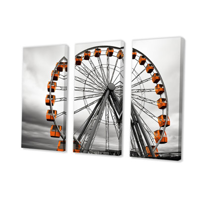 Coral Ferris Wheel Joyful Spin I on Canvas, reproduction de 3 pièces