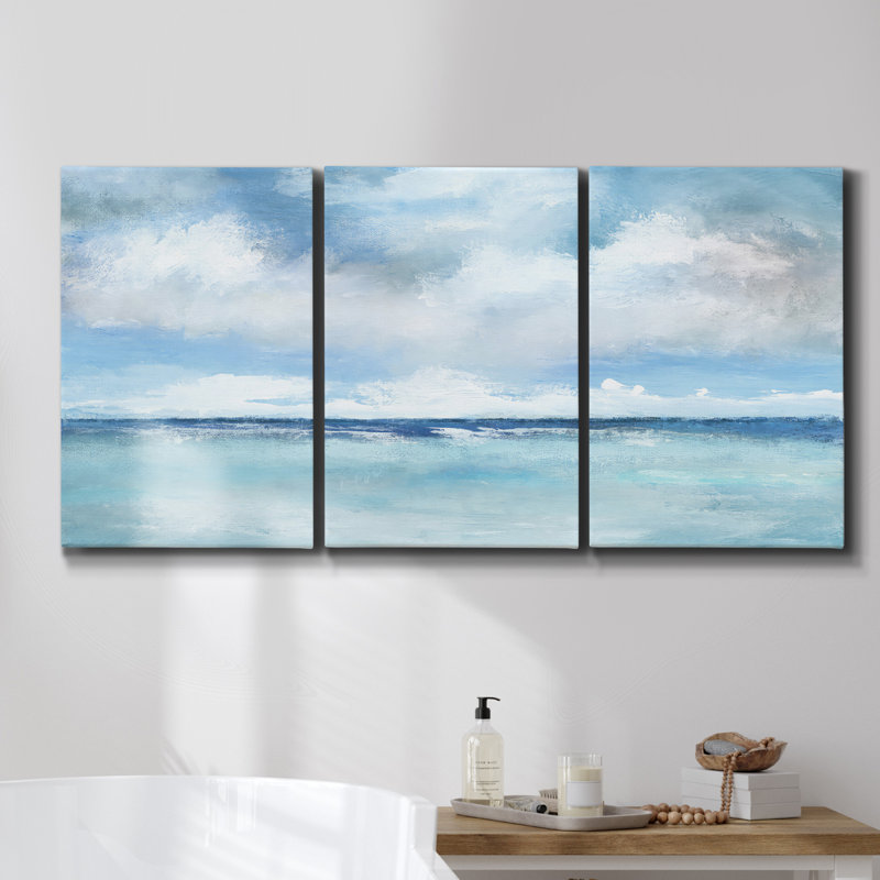Sea Cove Impression I - Toile encadrée à pièces multiples, H 48 po x l 96 po x P 2 po