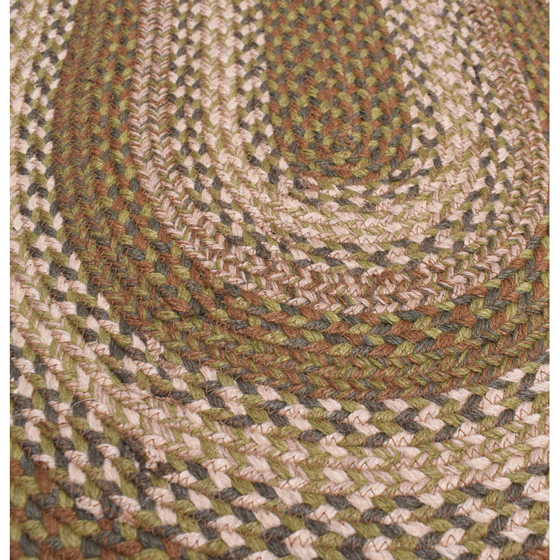 Bryiana Farmhouse Braided Jute Green Area Rug, Oval 1'8" x 2'6"