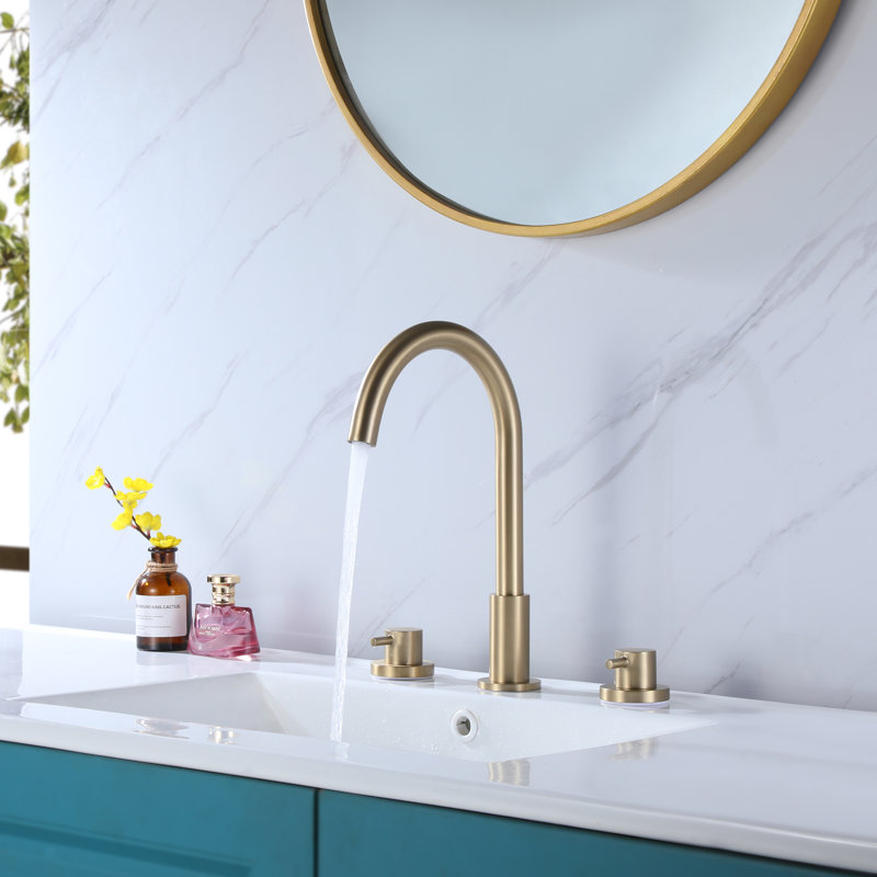 Widespread 2-handle Bathroom Faucet, Brushed Gold