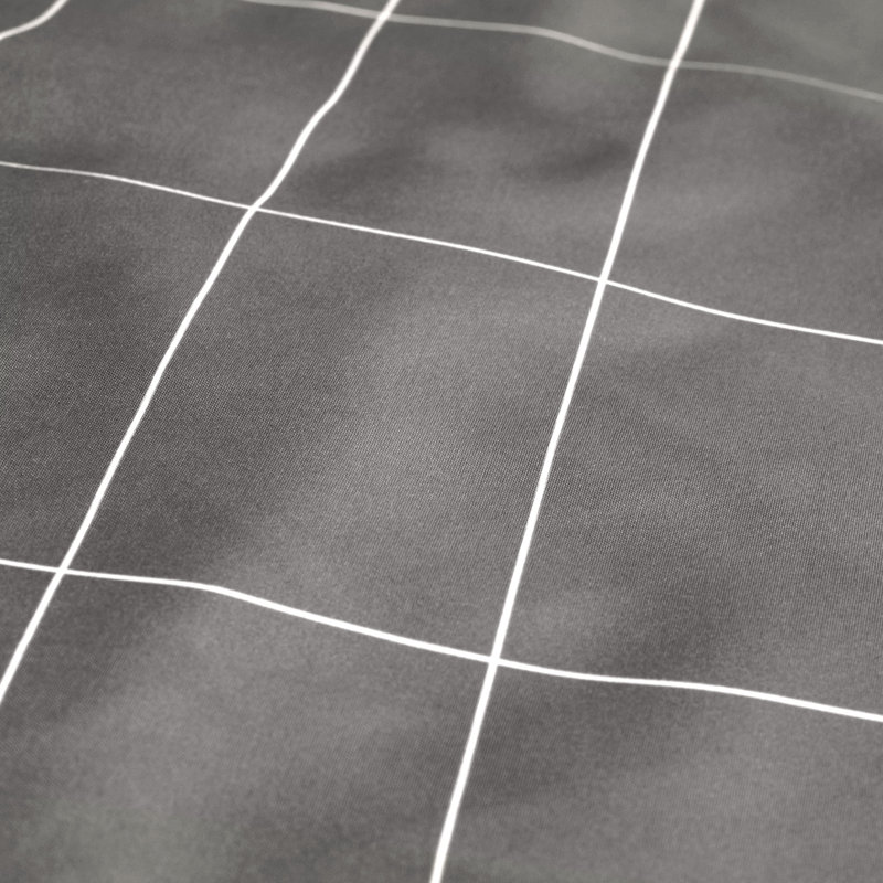 Microfiber Fitted Sheet, Grid - Gray/White, Full Fitted Sheet