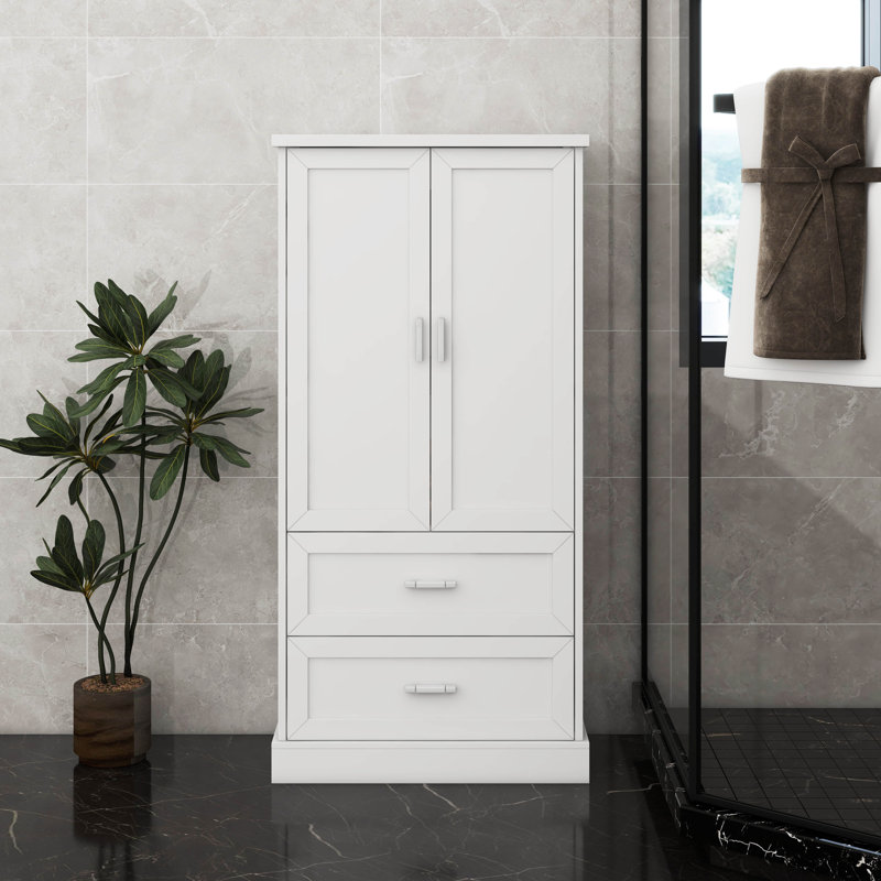 Cabinet With Drawers And Adjustable Shelf, The Door With Shelves, White