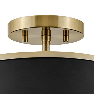 Clarke Medium Semi-Flush Mount, Warm Brass, Black