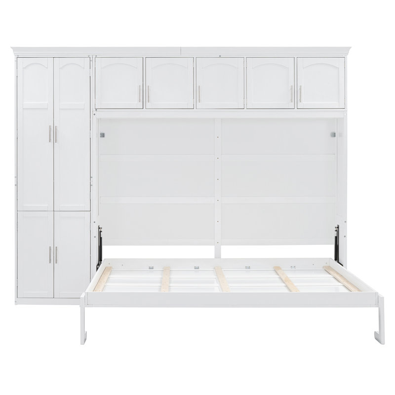 Grand lit escamotable mural avec armoires, grand