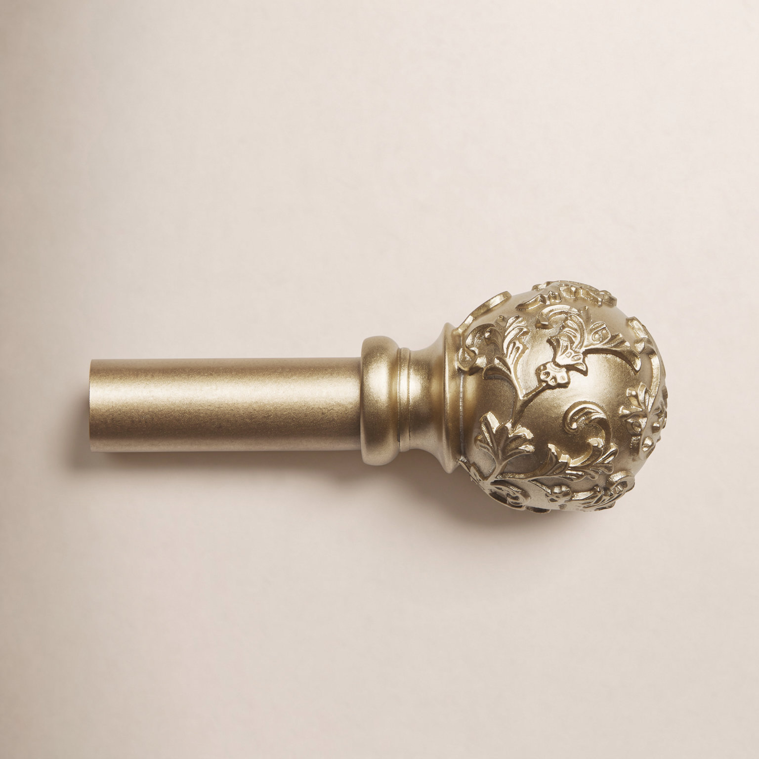 Jewett Exclusive Home Vine 1" Curtain Rod and Coordinating Finial Set, Adjustable, 66" - 120", Gold