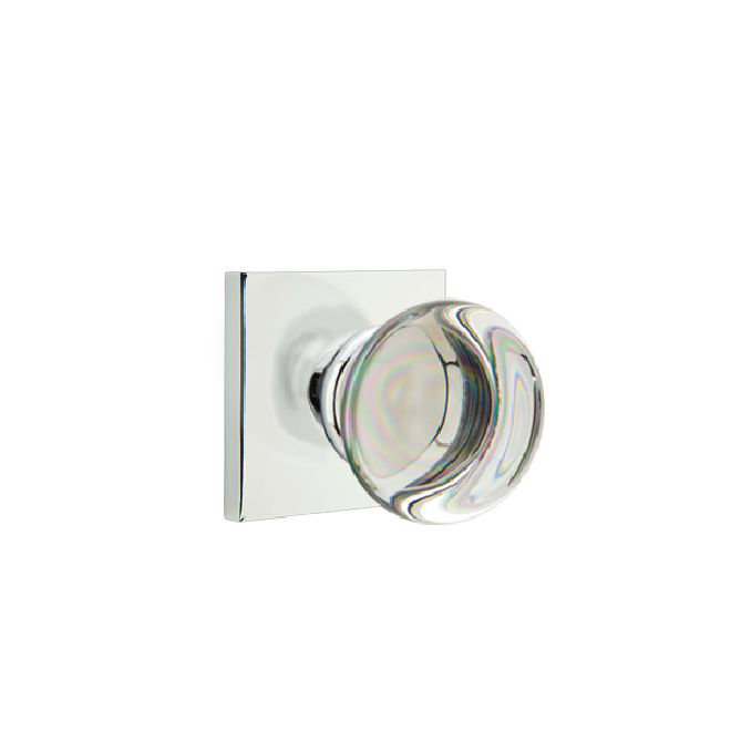 Bouton d'intimité en cristal avec rose carré Providence, Chrome brillant