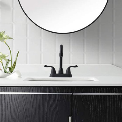 Widespread Bathroom Faucet with Drain Assembly