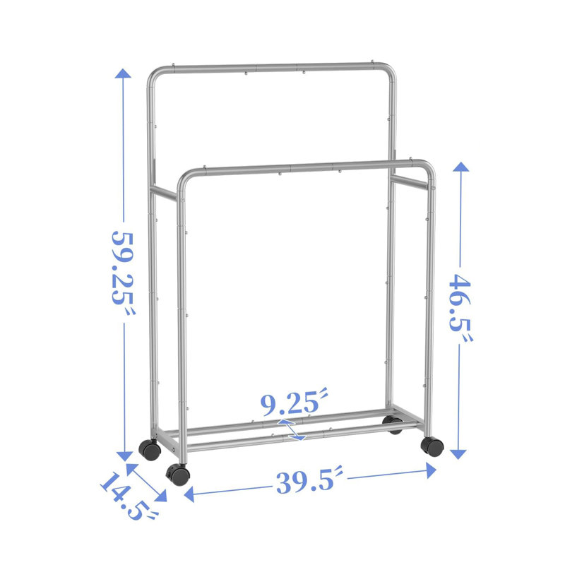 Porte-vêtements à roulettes double, Argent