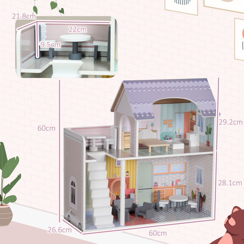 AIYAPLAY Dolls House with 13 Furniture Pieces and Accessories