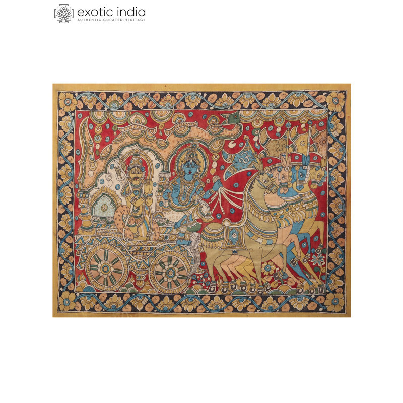 Geeta Updesha à Arjuna | Kalamkari, peinture sur coton