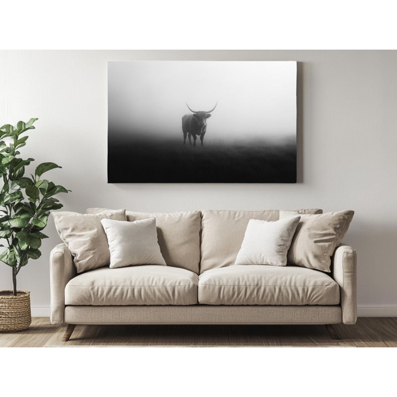 Vache noire et blanche sur toile de haute qualité - décoration murale fabriquée à la main - art élégant - cadeau - décoration murale, reproduction de peinture