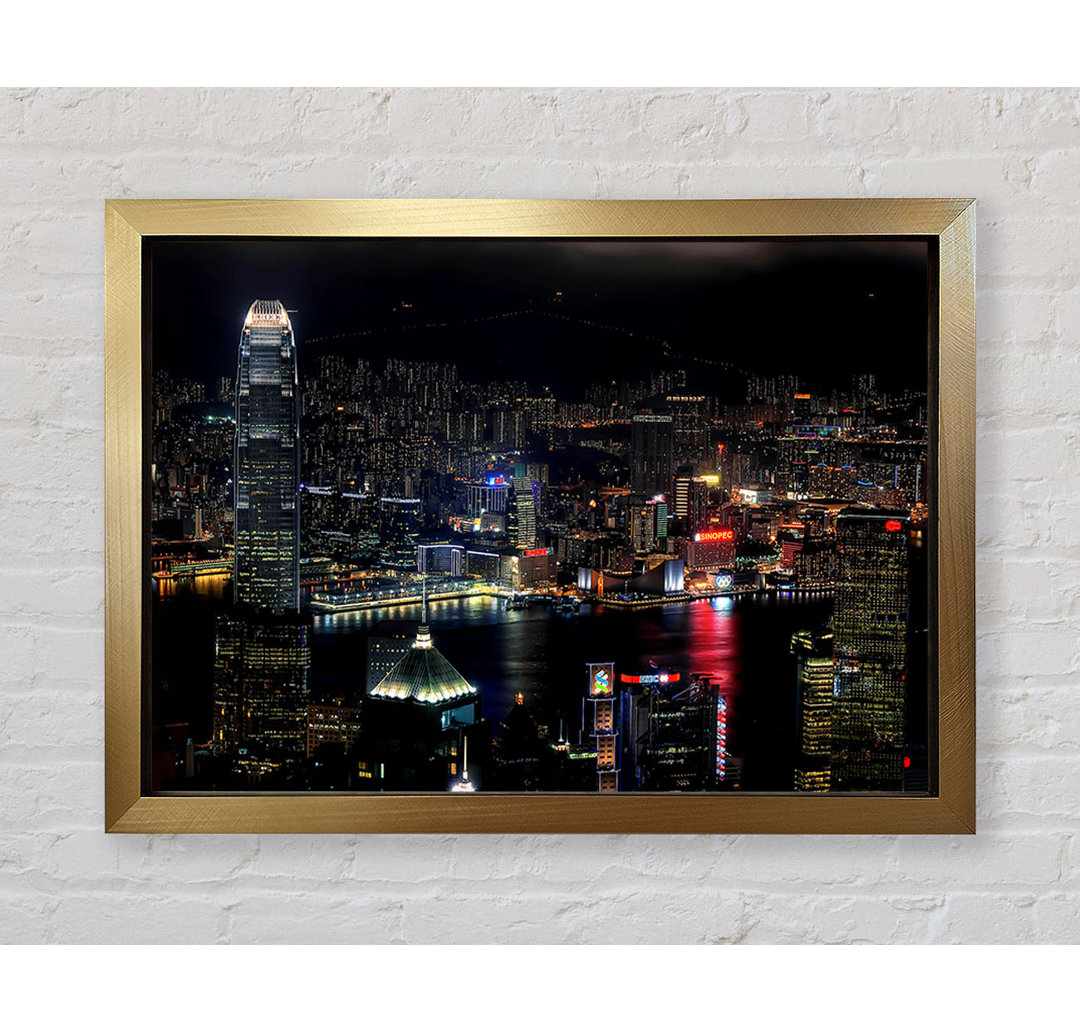 Dark Night City Hong Kong - Einzelne Bilderrahmen Kunstdrucke