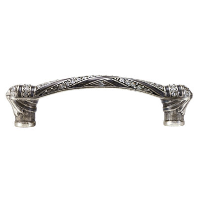 FAIRFAX 3-1/2" C TO C PULL WITH METALLIC SILVER, DECORATED WITH SWAROVSKI® CLEAR CRYSTAL; BURNISHED SILVER
