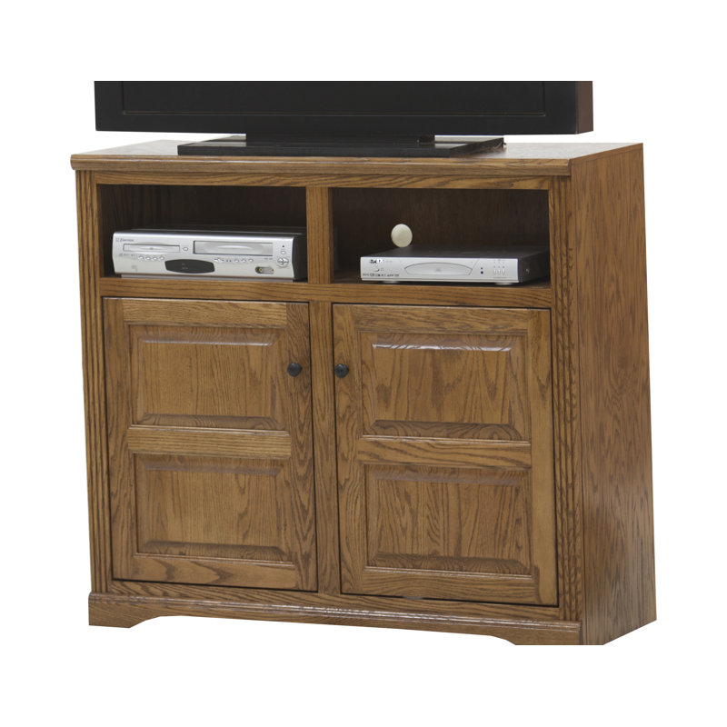 Rafeef Solid Wood TV Stand, Plain Glass, 41.25" L, Sassy Gold Oak