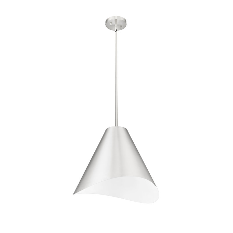 Luminaire suspendu 1 lumière Barrera, Argent; blanc, Nickel brossé