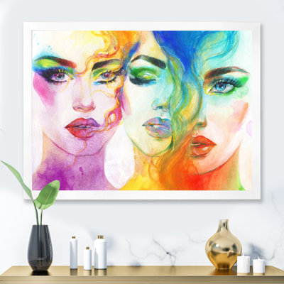 «Tripple Vibrant And Colorful faces - Glam, art mural sur toile