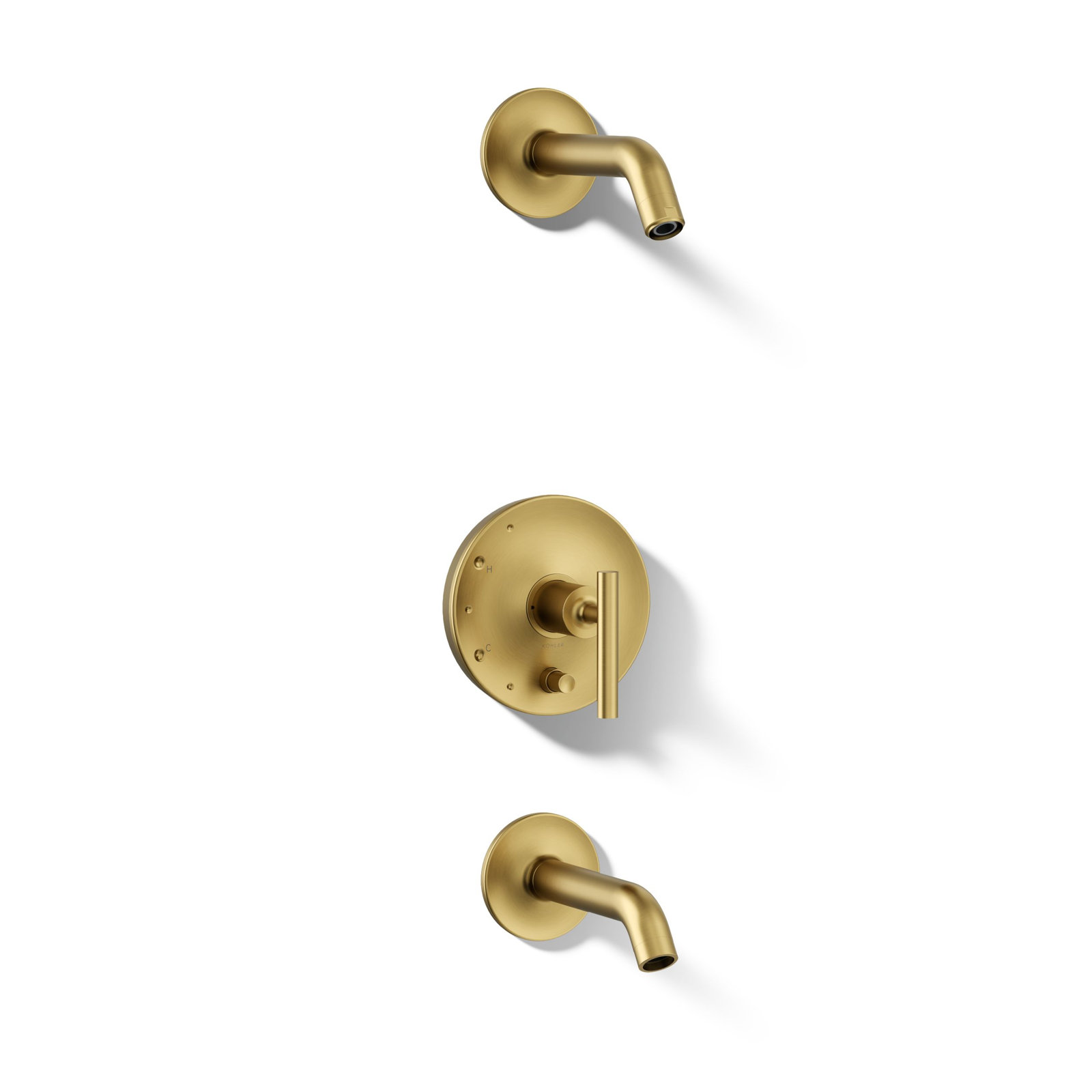 Purist Rite-Temp Bath And Shower Trim Set With Push-Button Diverter And Lever Handle, Less Showerhead, Lever Handle