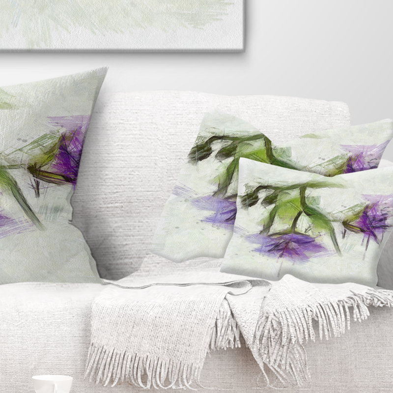 «Bunch of Blue Flowers Watercolor - Coussin décoratif imprimé floral