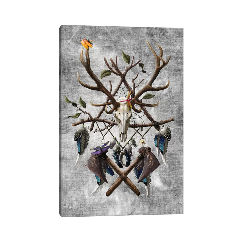 Native American Skull by Sunima - Wrapped Canvas Print, 30.48 cm H x 45.72 cm W