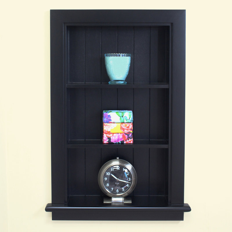 Niche murale encastrée 14x24 Aiden par Fox Hollow Furnishings, Dossier noir en lambris noir