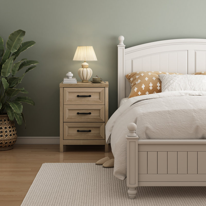 3-Drawer Nightstand, Modern Wood Dresser For Bedroom, Small Accent Chest,Set Of 2, Brun