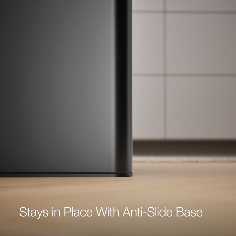 13-Gallon Touchless Stainless Steel Trash Can, Black Stainless