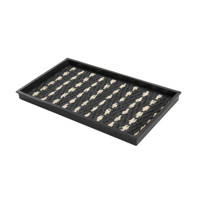 Tapis de démarrage écologique en caoutchouc 14 po x 24 po avec rebords surélevés pour chaussures boueuses, outils de jardinage et articles pour animaux domestiques - intérieur / extérieur