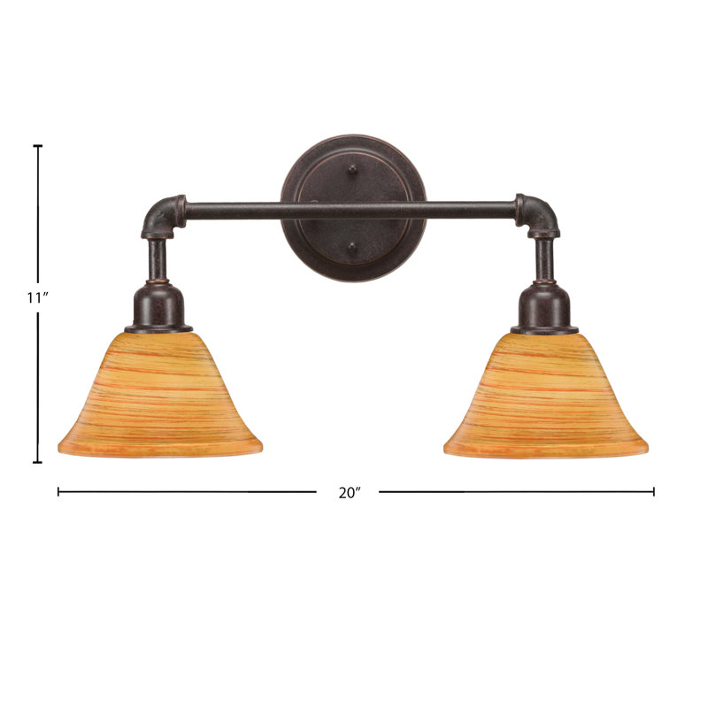 Eilif Vintage 2 Light Bath Bar with 7" Firré Saturn Glass, Dark Granite