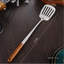 Spatule de cuisine en acier inoxydable avec poignée en bois de rose pour la cuisson, le brassage et le service