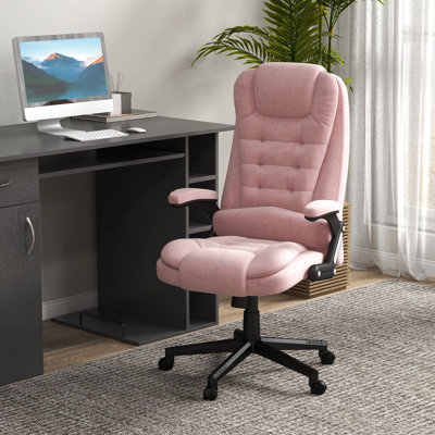 Fauteuil de massage avec chaleur, tissu de velours rose, inclinable, réglable et massage du siège, et hauteur